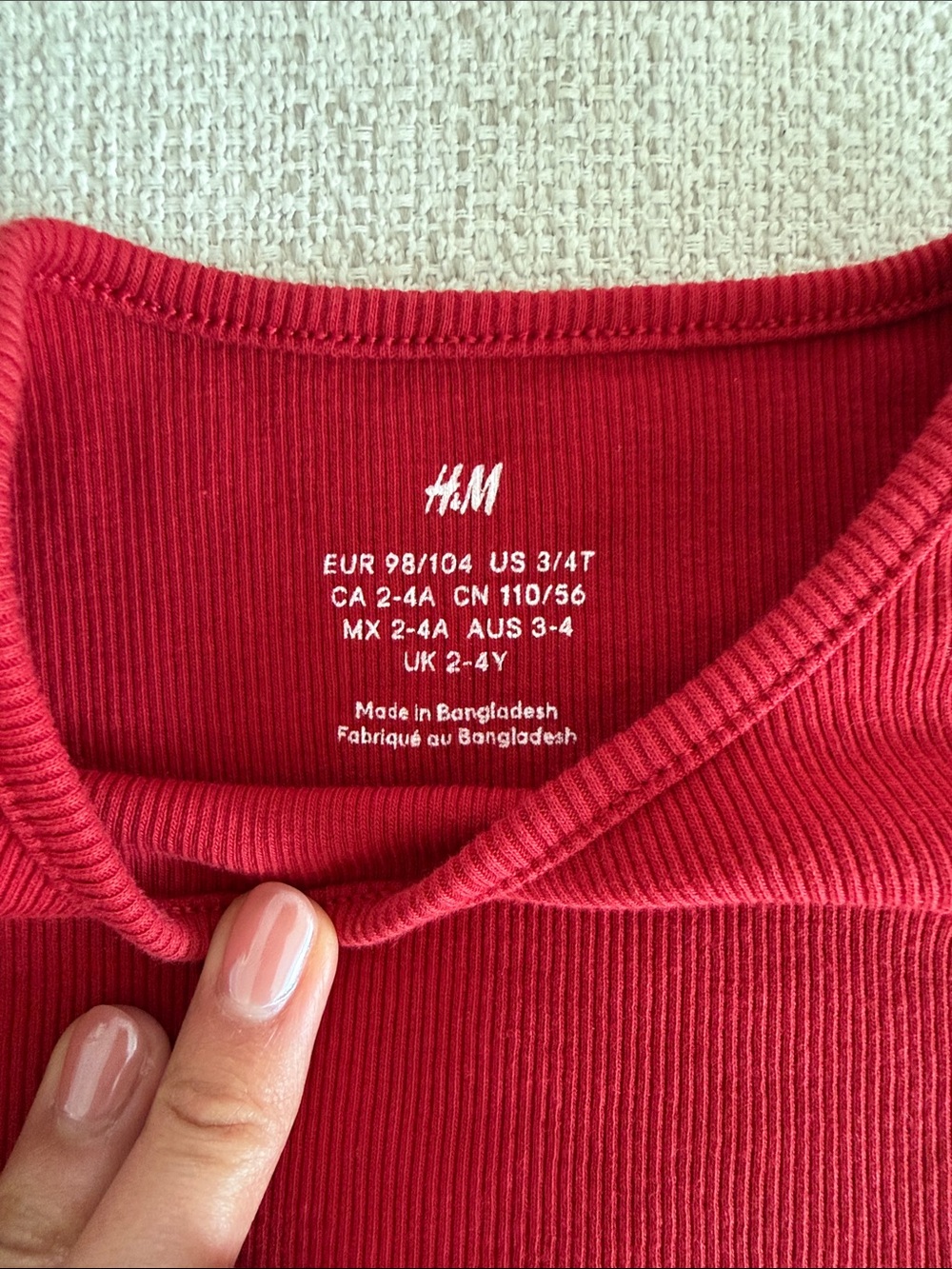 H&M Red Long-Sleeve Ruffle Shoulder Tee - Picture 2 of 4
